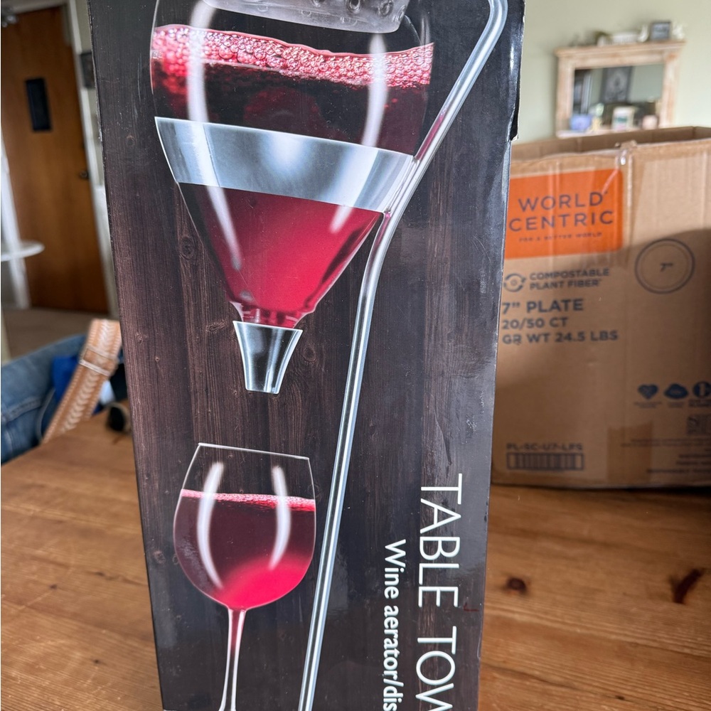 Table Tower Wine Aerator - Silver and Red